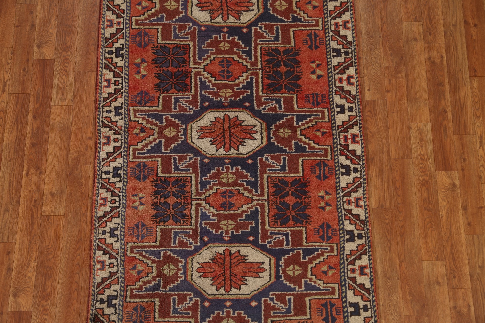 Vintage Hand-Knotted Wool Sivas Turkish Rug 3x6 Geometric Carpet