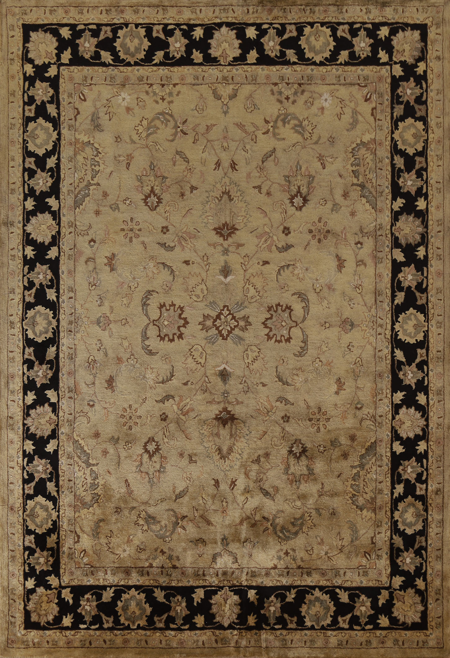 Floral Green Agra Oriental Area Rugs Indian Hand-tufted Oriental Carpets
