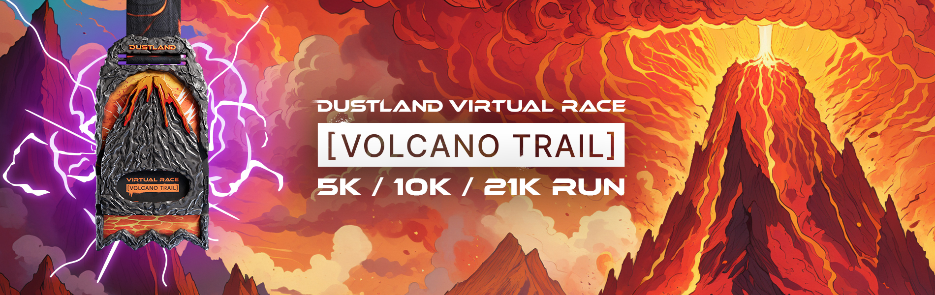 Dustland runner volcano trail virtual race audio story