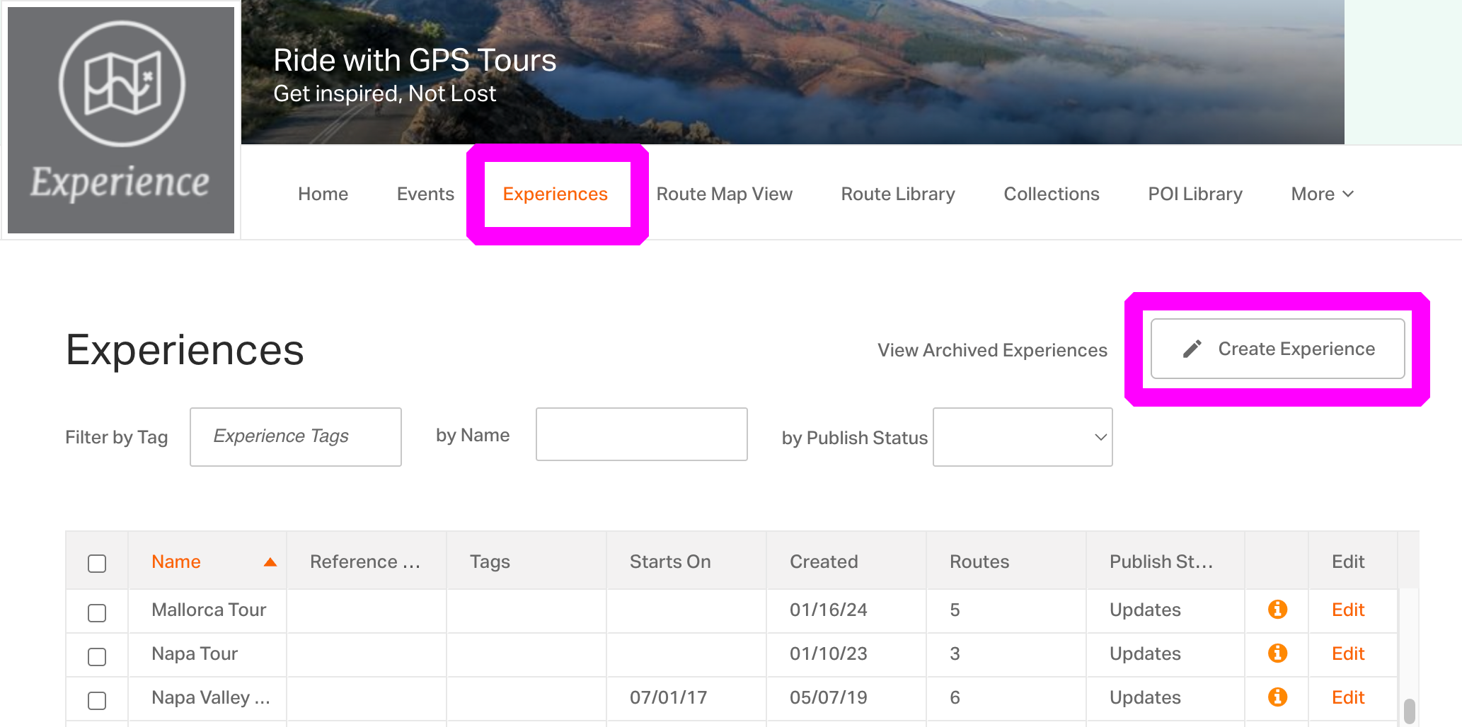 Create and Manage Experiences – Ride with GPS Help Center