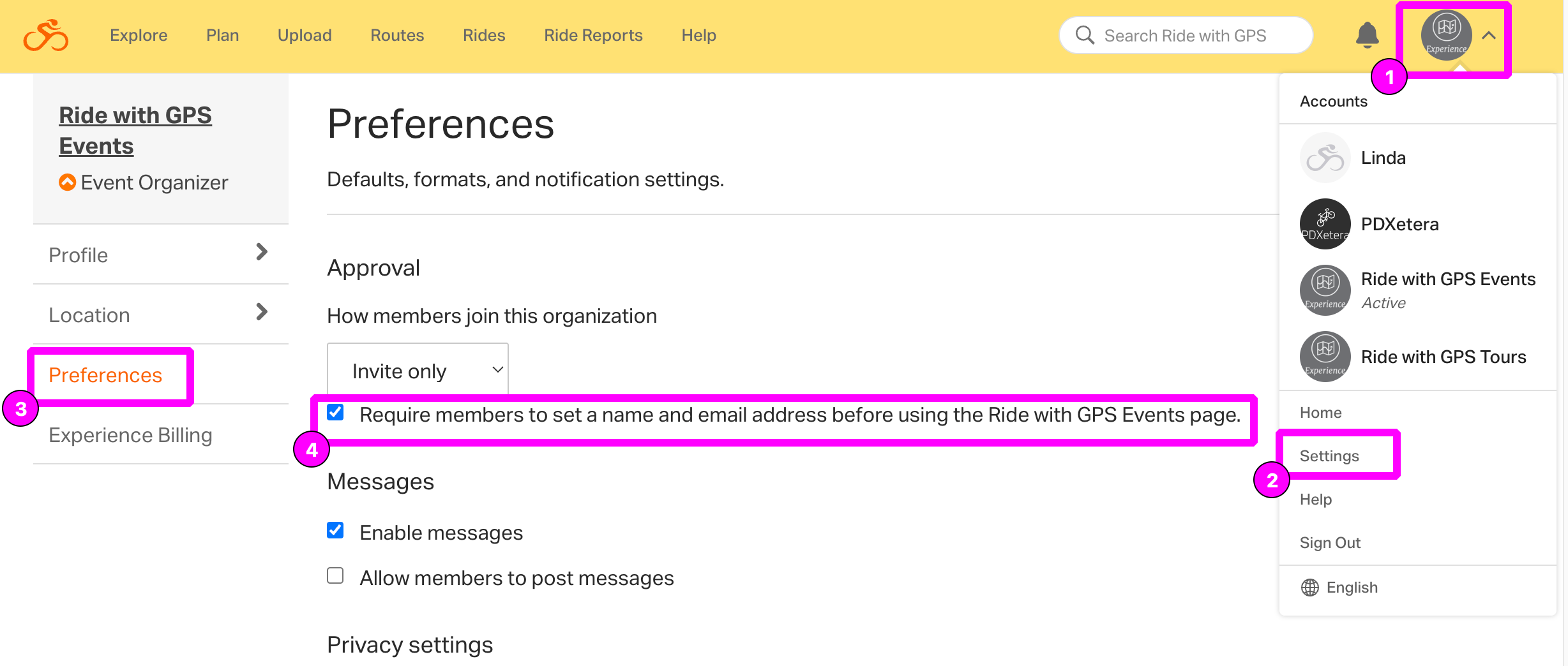 Ridecentric Message Part 5: Events Calendar and Messages – Ride with GPS Help Center