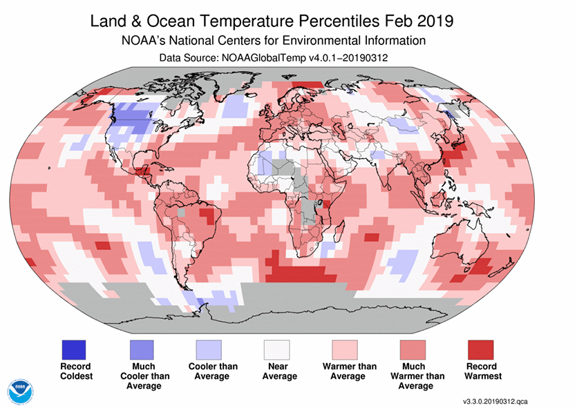 Departure of temperature from average