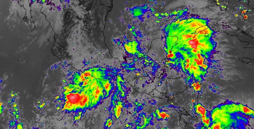 Infrared image of Carlotta & Caribbean wave, 6/15/2018