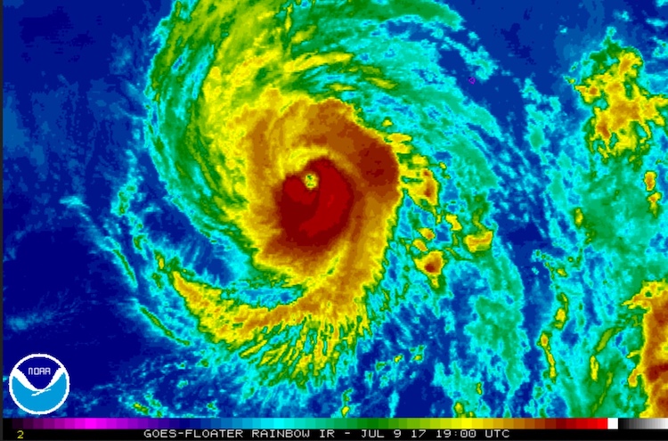 Enhanced infrared satellite image of Hurricane Eugene, 19Z 7/9/2017