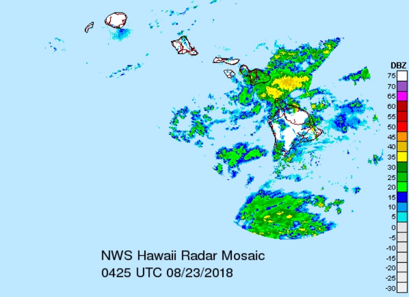 Radar image of Lane's approach, Wed PM 8/22/2018