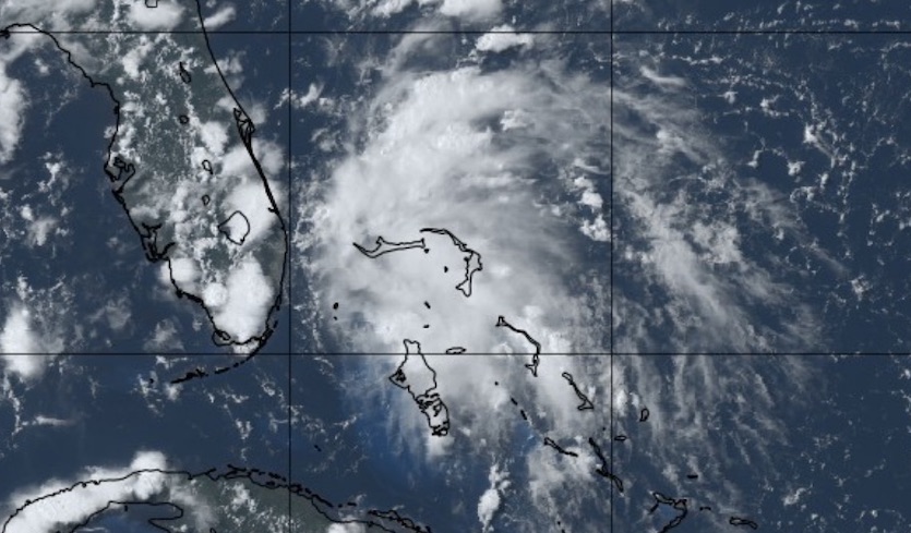 Visible satellite image of TD 3 at 4:15 pm EDT July 22, 2019