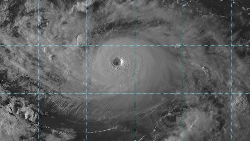 Visible satellite image of Hurricane Dorian around 22Z 8/30/19