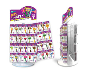 Lucky Line 34004 Key Shapes™ Revolving 2-Panel Counter Display 168 Pcs - 5ea. Kwikset & 2ea. Schlage
