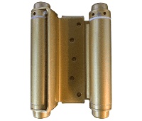Ultra Hardware 35596 Box of 2 5in Double Acting Spring Hinge-Steel Base-Polished Brass Finish