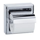 Bradley 5106 Surface Mounted Hinged Hood Single Roll Toilet Tissue Dispenser - Bright Polished Stainless Steel