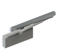 Hager 5200 TRK 1-6 ALM DENHOTA FC 5902  Heavy Duty Surface Door Closer - Double Egress Non-HO Stop Track Arm - Full Cover - for 1-3/4" Doors - Aluminum Finish