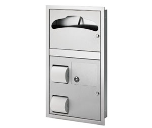 Bradley 5912-1169 Seat Cover and Dual Roll Tissue Dispensers/Waste Receptacle