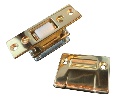 Rockwood 590-605 Roller Latch with Cast Strike - Polished Clear Coated Brass