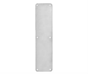 Rockwood 70RCB-606-SA 3.5" x 15" Satin Clear Coated Brass Round Corners Push Plate - Self-adhesive