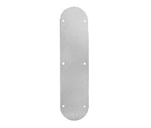 Rockwood 70REC-US32DMS-SA 4" x 16" Satin MicroShield™ Coated Stainless Steel Round Ends Push Plate - Self-adhesive