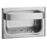 Bradley 9402 Masonry Mount Soap Dish & Towel Bar with Wall Clamp - Satin Stainless Steel