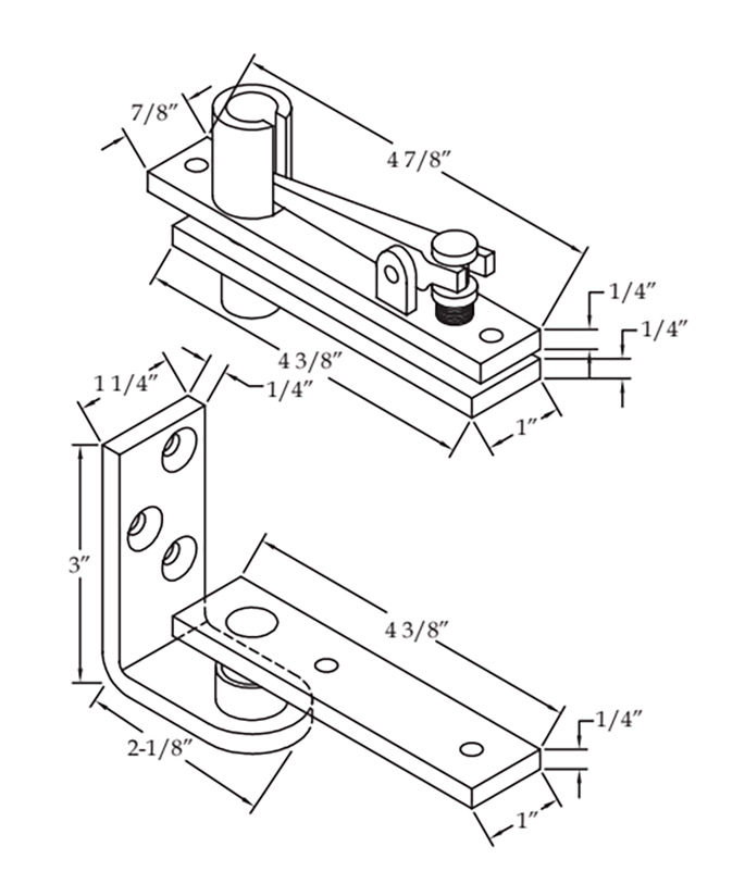 Center Hung Pivot 0327 x 0321 x standard fastener package x 630 - ABH