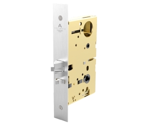 AccurateLH 9024.334.20L/2R/GF1106.US4.RHR.138 Dormitory Door Lock, 3-3/4" Backset, for 1-3/8" Thick Doors, RHR, 20L Lever, 2R Rose, GF1106 Thumb Turn, Satin Brass Finish