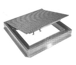 Acudor FC-300 30 x 30 300 lbs. /sq. ft. Loading 30" x 30" Channel Frame Floor Door with Drain - Mill