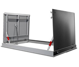 Acudor FC-300 48 x 72 300 lbs. /sq. ft. Loading 48" x 72" Double Leaf Channel Frame Floor Door with Drain - Mill