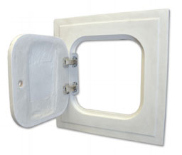 Acudor GFRG-RH 16" x 16" Glass Fiber Reinforced Gypsum Access Door for Drywall Ceilings - Radius Corner - Hinged