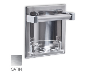 AJW UX61-SF Satin Soap Dish w/Wash Cloth Bar - Recessed