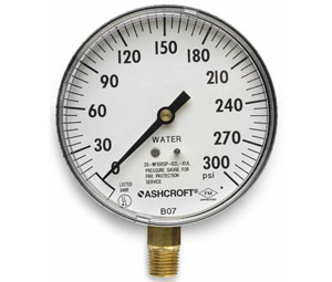 Ashcroft SG2 Sprinkler Gauge - Water, 0-300 psi