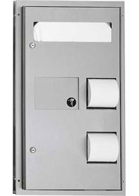 ASI 0483 Toilet Tissue and Seat Cover Dispenser with Sanitary Napkin Disposal