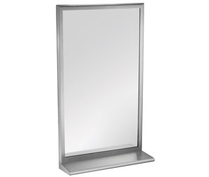 ASI 20655-B-1824 18" x 24" Roval™ Inter-Lok Stainless Steel Framed Tempered Glass Mirror with Shelf