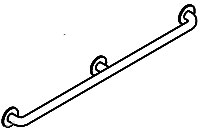 ASI 3702-52P 52" Straight Grab Bar with Snap Flanges and Peened Grip