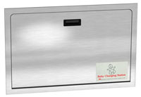 ASI 9013 Recessed Mounted Baby Changing Station - Horizontal - Full Stainless Steel Housing