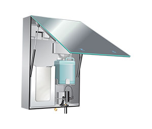 ASI 10-0661-T Velare BTM System Stainless Steel Cabinet with Frameless Mirror, Liquid Soap Dispenser and Paper Towel Dispenser - Surface Mounted