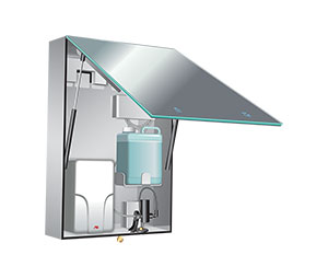 ASI 10-0663-2 Velare BTM System Stainless Steel Cabinet with Frameless Mirror, Foam Soap Dispenser and High Speed Hand Dryer (208‐240V) - Surface Mounted