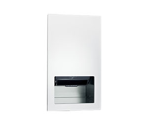 ASI 10-645210AC-00 Piatto Completely Recessed Automatic Roll Paper Towel Dispenser ‐ AC Power - White Phenolic Door