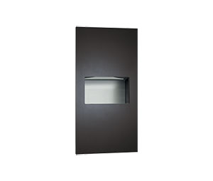 ASI 10-64623-41 Piatto Completely Recessed Folded Paper Towel Dispenser and Waste Receptacle - Matte Black Phenolic Door