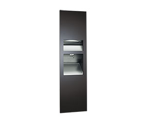 ASI 10-64672-1-41 Piatto Completely Recessed 3-in-1 Folded Paper Towel Dispenser, High Speed Hand Dryer and Waste Receptacle - (110-120V) - Matte Black Phenolic Door
