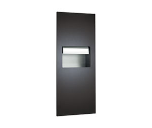 ASI 10-64696AC-41 Piatto Completely Recessed Automatic Roll Paper Towel Dispenser and Waste Receptacle - AC Power - Matte Black Phenolic Door