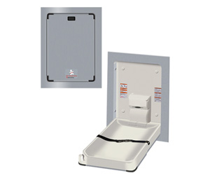 ASI 9017 Recess Mounted Stainless Steel Vertical Baby Changing Station - Stainless Steel