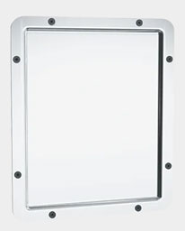 ASI 10-CN Security Framed Mirror with Rounded Corners – 20 GA. - Front Mount with Wall Anchor - Polished Stainless Steel
