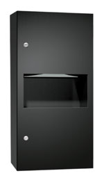 ASI 64623-9-41PC Simplicity™ - Surface Mounted Paper Towel Dispenser and Waste Receptacle - Multi, C-Fold - 2.2 gal. - Matte Black Powder Coated 