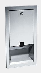 ASI 9016 Recessed Mounted Baby Changer Bed Liner Dispenser - Stainless Steel