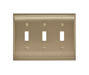 Amerock AMBP36502-BBZ Candler Series, 3 Toggle Wall Plate, 6-1/2" Length - Golden Champagne Finish