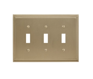 Amerock AMBP36516-BBZ Mulholland™ Series, 3 Toggle Wall Plate, 6-13/16" Length - Golden Champagne Finish