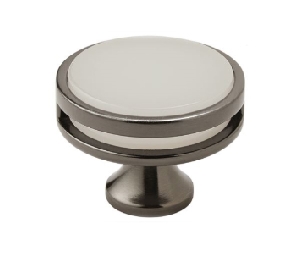 Amerock AMBP36609-GMFA Oberon Series, Zinc Knob, 1-3/4" Diameter - Gunmetal/Frosted Acrylic Finish