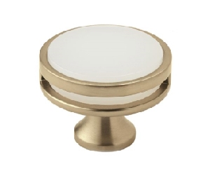 Amerock AMBP36609-BBZFA Oberon Series, Zinc Knob, 1-3/4" Diameter - Golden Champagne/Frosted Acrylic Finish
