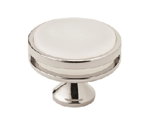 Amerock AMBP36609-PNFA Oberon Series, Zinc Knob, 1-3/4" Diameter - Polished Nickel/Frosted Acrylic Finish