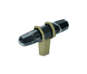 Amerock AMBP36647-MBKBBZ Carrione Series, Zinc Knob, 2-1/2" Length - Marble Black/Golden Champagne Finish
