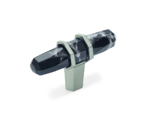Amerock AMBP36647-MBKG10 Carrione Series, Zinc Knob, 2-1/2" Length - Marble Black/Satin Nickel Finish