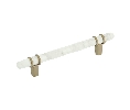 Amerock AMBP36649-MWBBZ Carrione Series, Zinc Pull, 5-1/16" Center to Center - Marble White/Golden Champagne Finish