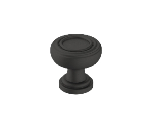 Amerock AMBP36774-FB Ville Series Zinc Traditional Knob, 1-1/8" Diameter - Matte Black Finish